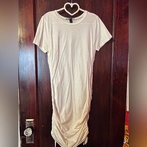 Forever 21 White T-Shirt Bodycon Ruched Dress
